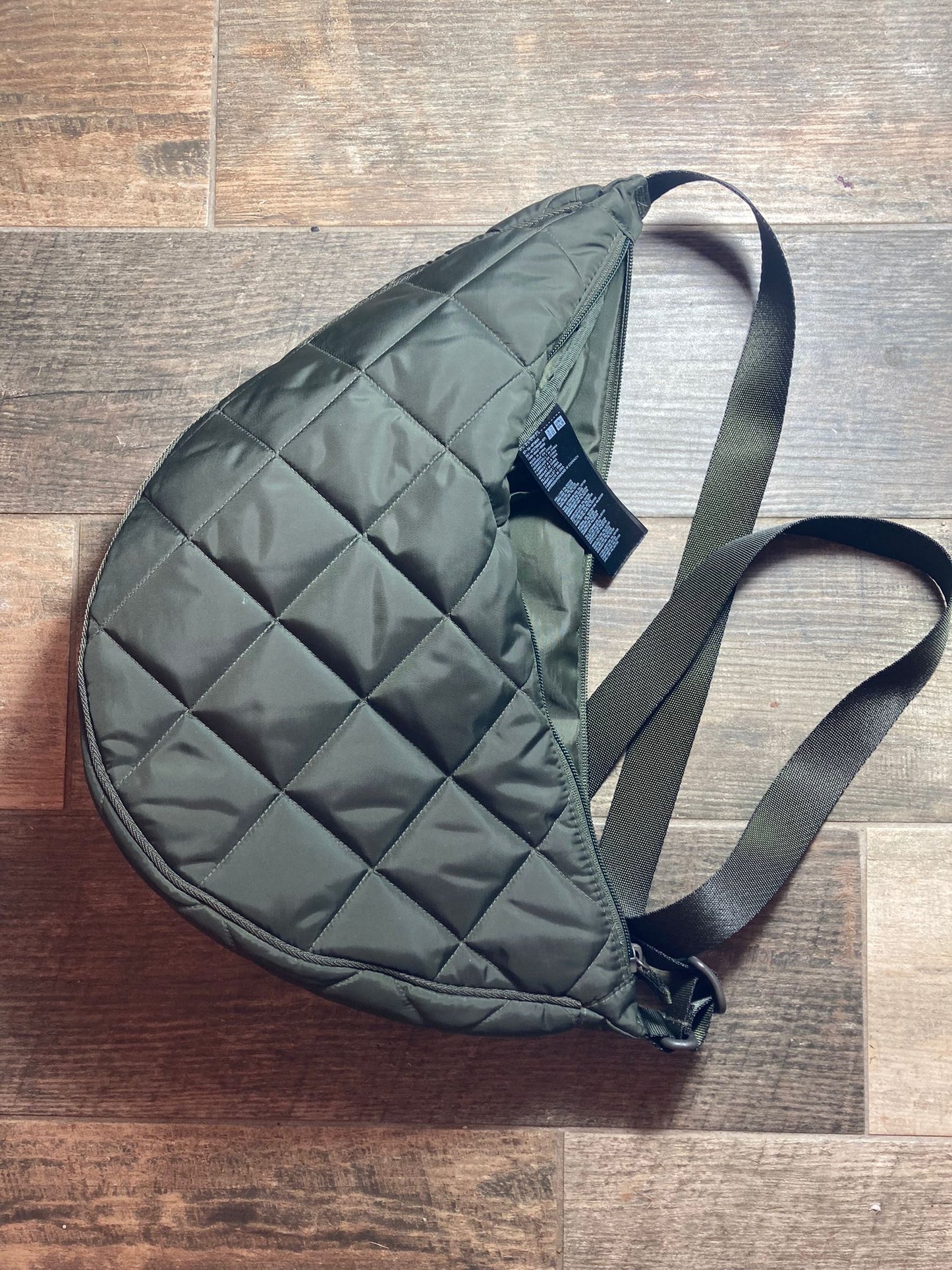 Uniqlo Khaki Half Moon Quilted Shoulder Bag