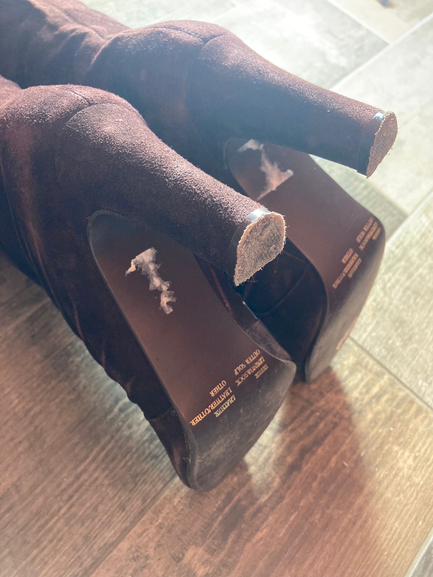 Leather Suede Brown Knee-high Boot's