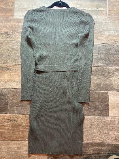 Lipsy Khaki Rib Jumper Women's Belted Dress