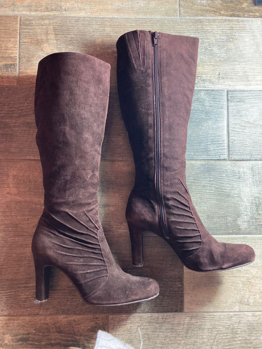 Leather Suede Brown Knee-high Boot's